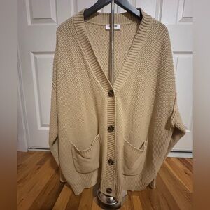Double Zero Tan Oversized Knit Cardigan